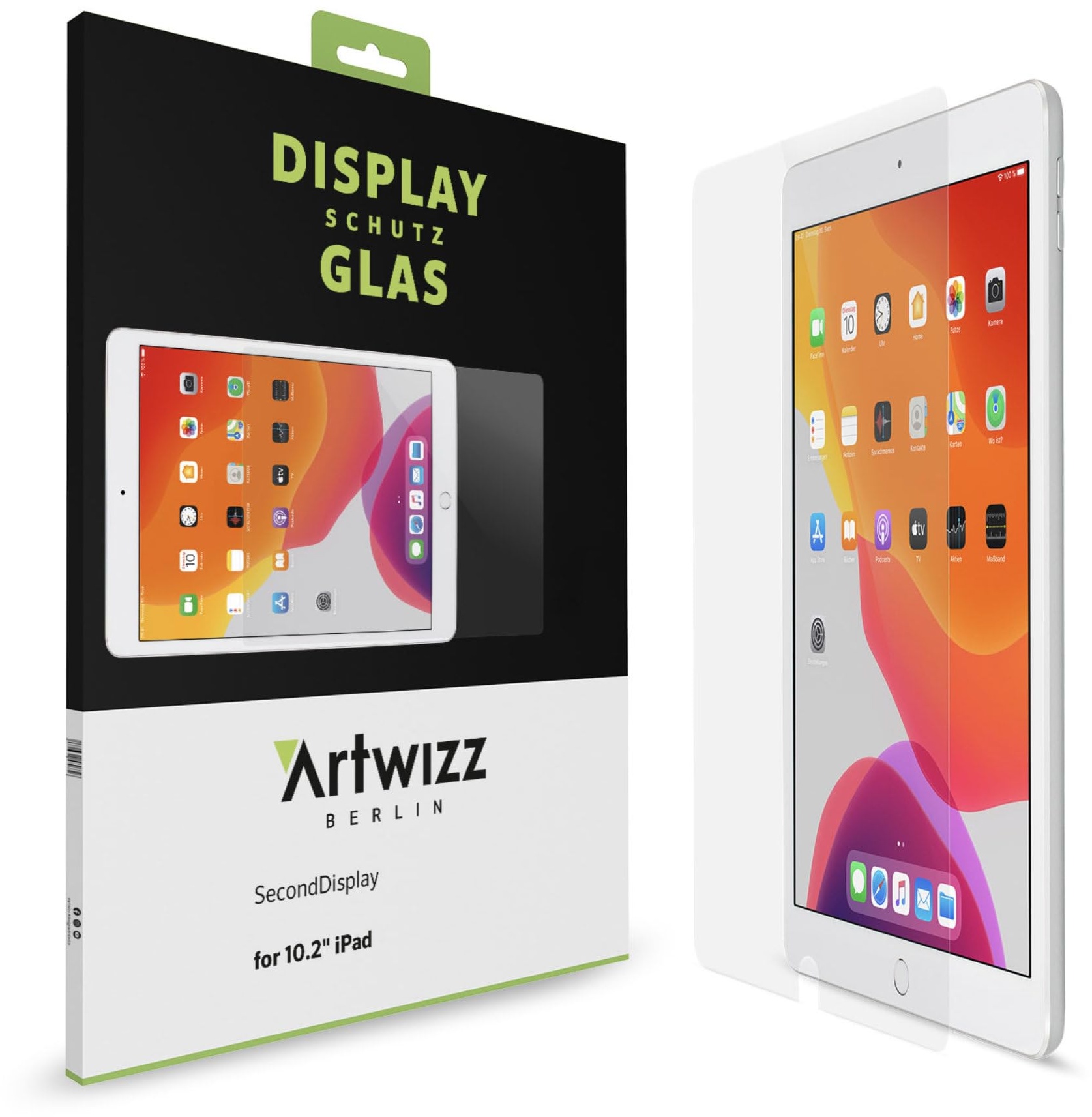 Artwizz SecondDisplay Schutzglas geeignet für iPad 10,2 (2021-2019) - Displayschutz aus Sicherheitsglas mit 9H Härte - Hüllenfreundlich