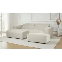 otto home »Koa,228cm, L-Form, Modulsofa, Webstoff, Cord, Struktur, Chenille« Designsofa, Set, Hocker inklusive, weicher Lounge-Sitzkomfort
