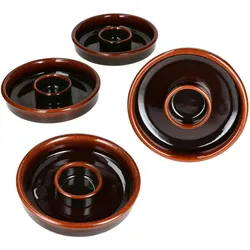 4x Juego Tapas Schale Ø17,8cm Olivenschale Ton-Cazuela mit Kernablage Antipasti