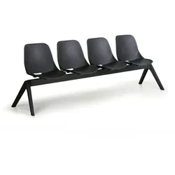 Kunststoff-Wartezimmerbank, Traversenbank MONOSHELL, 4-sitzig, schwarz