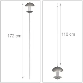 Relaxdays Vogelfutterspender silber 20,0 x 20,0 x 172,0 cm, 1 St.