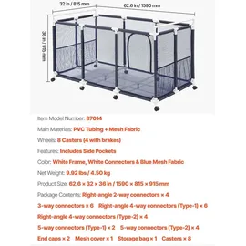 Vevor Aufbewahrungskorb 159 x 81,5 x 91,5 cm Weiß/Blau