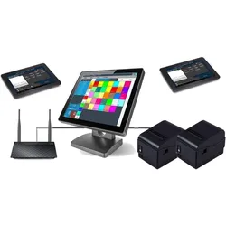 15" GASTRO Kassensystem mit 2x 7" Bestellterminal, 2x Bondrucker, Hauptkasse, TSE-Konform