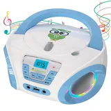 Tinygeeks Tunes Kind CD Player - NEU - UKW-Radio - Inklusive Batterien - Blau - Boombox mit Lautsprechern
