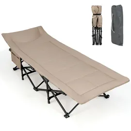 Costway Campingliege, Braun, Metall, Schlafzimmer, Betten, Klappbetten