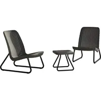 RIO PATIO GREY SET 2 SESSEL + COUCHTISCH IM FREIEN GARTENVERANDA (38606)