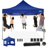 COBIZI pavillon 3x3 wasserdicht stabil winterfest, faltpavillon Outdoor faltbar partyzelt,pop up pavillon klappbar gartenpavillon mit 4 Seitenteilen und Laufradtasche, Tiefes Blau(420D Oxford-Plane)