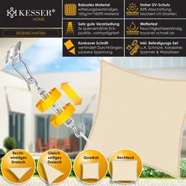 Kesser Windschutz Sonnensegel 200 x 300 cm Creme Metall