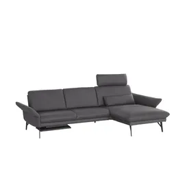 HIMOLLA Eckcouch Leder 2-Sitzer Schwarz