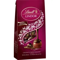 Lindt Schokolade LINDOR Double Chocolate, ca. 10 Kugeln Vollmilchschokolade mit zartschmelzender Füllung, Pralinen-Geschenk, 137g