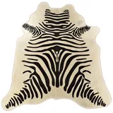 Kuhfell Stierfell Teppich Creme Weiss mit Zebra Print ca. 210 x 170 cm aus Brasilien Kuhfell Rinderfell Zebra