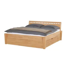 Timber Massivholz-Bettgestell mit Bettkasten Timber , holzfarben , Maße (cm): B: 156 H: 93
