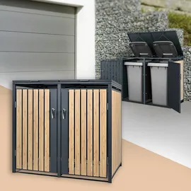 ML-Design Mülltonnenbox 2er 132 x 80 x 116,3 cm anthrazit-lärchenoptik
