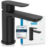 Bächlein Badarmatur Mizarela - schwarz matt | Standard Badarmatur im klassischen Design - Wasserhahn für Bad-Aufsatz-Waschbecken