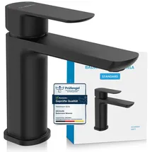 Bächlein Badarmatur Mizarela - schwarz matt | Standard Badarmatur im klassischen Design - Wasserhahn für Bad-Aufsatz-Waschbecken
