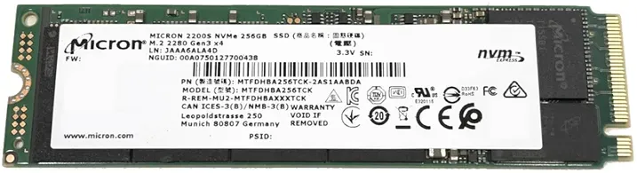 Micron 2200s 256GB NVMe PCIe 2280 M.2 SSD