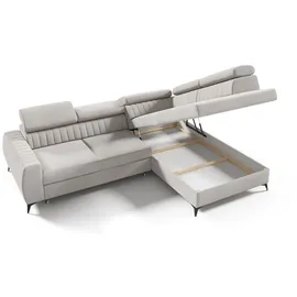 Fun Möbel Ecksofa Schlafsofa Sofa TORONTO Stoff Element Blau Ottomane Rechts