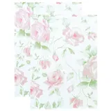 Lashuma Geschirrhandtücher rosa - grün, 2er Handtücher Set Rose, Spültücher 48x68 cm