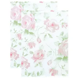 Lashuma Geschirrhandtücher rosa - grün, 2er Handtücher Set Rose, Spültücher 48x68 cm