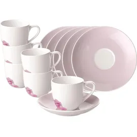 Villeroy & Boch Tasse, Rose Garden Espressotassen mit Untertassen 70 ml, 12 x)