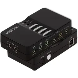 LogiLink USB 2.0 Sound Box Dolby 7.1 8-Kanal Externer Soundprozessor High Computer End Soundkarte mit Kopfhörer Anschluss schwarz
