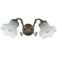 Licht-Erlebnisse Wandlampe Glas Blütenform 2-flmg Echt-Messing Bronze Antik Vintage