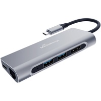 MediaRange USB C Hub, 7in1 Typ-C Multiport Adapter für bis zu 7 Endgeräten, mit USB 3.2 Gen, HDMI, RJ45 Buchse, SD/TF, USB-PD Type-C. bus-gespeist, Superspeed Übertragungsrate bis zu 5 Gbit/s