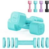 Dripex Hanteln Set Verstellbare Hanteln 1 Paar 5kg x2 oder 2,5kg x2, Schnell justierbare 6 Hantelplatten mit einem Gewicht von 0,5 kg oder 0.25 kg (Blau 2.5 kg x2)