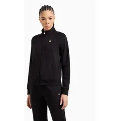 EA7 für Damen. 7W000077_AF13135 Core Lady Cardigan-Sweatshirt aus schwarzer Stretch-Baumwolle (XS), Lässig, Sportlich, Multisport
