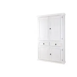 Eckschrank - Massivholz - Pinie weiß lackiert - Landhausstil - Shabby Chic - TV-Eckschrank