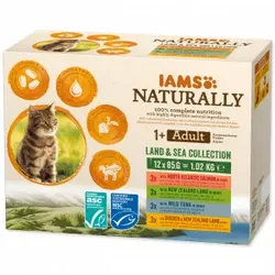 Iams Naturally Adult Land & Meereskollektion Nassfutter Katze (12x85g) 12 x 85 g