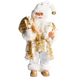 Beliani Dekofigur Weihnachtsmann weiß / gold