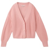 TOM TAILOR DENIM Damen Basic Cardigan mit tiefem V-Ausschnitt, rosa, XL