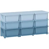 Homcom Schubladenschrank Kunststoff 113 x 37 x 56,5 cm blau 9 Schubladen