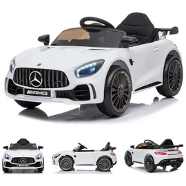 ES-Toys Kinder Elektroauto Mercedes AMG GT R Fernbedienung, EVA-Reifen, MP3, USB weiss