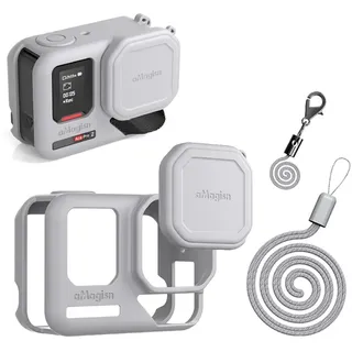 BeisDirect Silikonhülle für Insta360 Ace Pro 2, Silikon-Schutzhülle + Objektivdeckel für Insta 360 Ace Pro2 Kameraschutzzubehör mit Umhängeband (Grau)