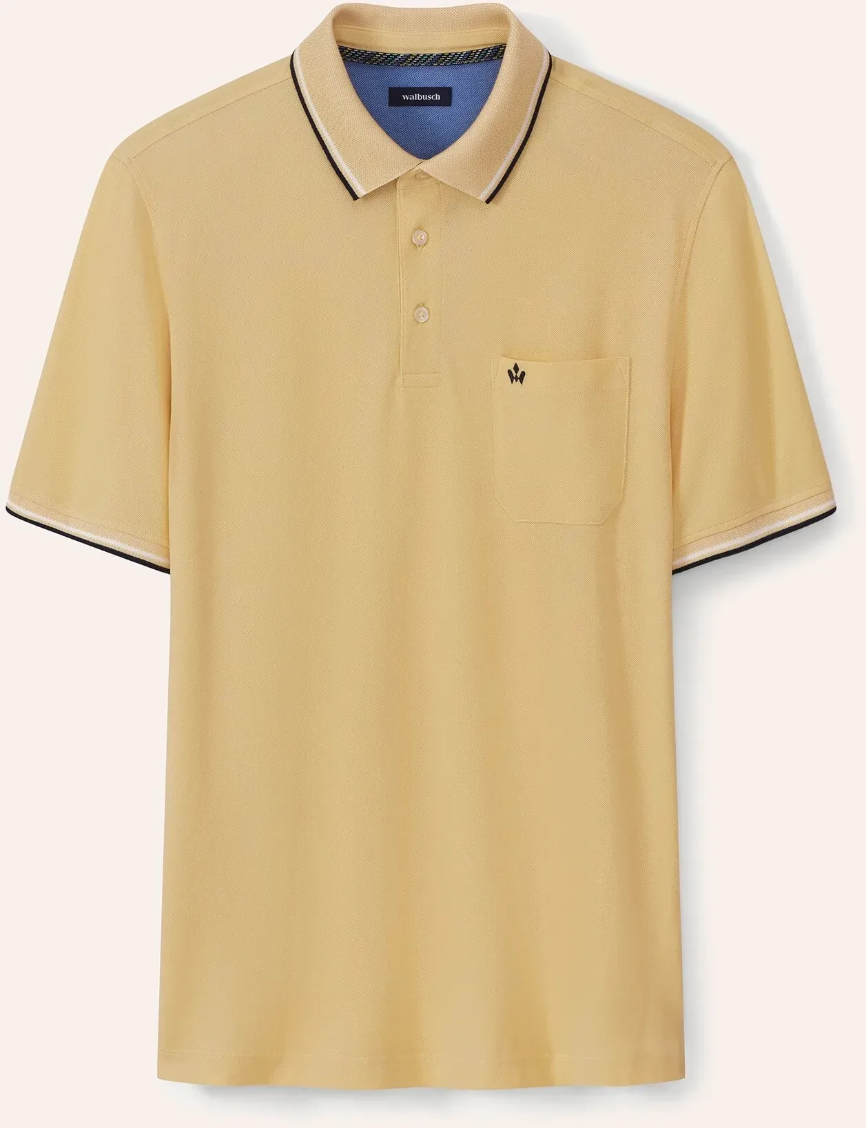 Walbusch Herren Bügelfrei-Polo Bicolor Gelb
