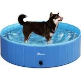 Famanu Faltbares Hundepool - Strapazierfähiges und Rutschfestes PVC - Blau 120 x 30 cm - Blau