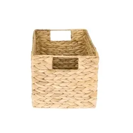 HMF Aufbewahrungskorb, faltbarer Korb geflochten aus Wasserhyazinthe Seegras, 4er Set, Größe m, 32 x 23 x 20 cm