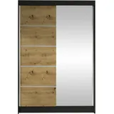 Mirjan24 Schiebetürenschrank Lino III 120 x 200 x 58 cm Schwarz/Eiche Artisan