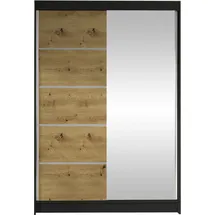 Mirjan24 Schiebetürenschrank Lino III 120 x 200 x 58 cm Schwarz/Eiche Artisan