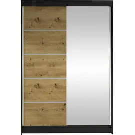 Mirjan24 Schiebetürenschrank Lino III 120 x 200 x 58 cm Schwarz/Eiche Artisan
