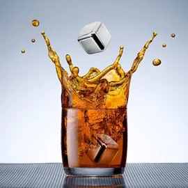 COM-FOUR com-four® Whisky Steine Geschenk-Set - 12x Edelstahl-Eiswürfel - Silber
