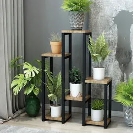 [en.casa] Pflanzregal Rosenholm 6 Ablagen 60 x 30 cm Schwarz