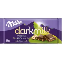 Milka Dark Milk Haselnuss 1x 85g I Zartherbe Alpenmilch-Schokolade I mit Haselnuss-Stückchen I Milka Nuss-Schokolade aus 100% Alpenmilch I Tafelschokolade