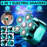 [6 IN 1 Funktion] 6D Floating Heads Elektrorasierer Tragbarer kabelloser Rasierer Bartschneider Nass- und Trockenrasierer Herrenpflegeset