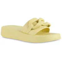 VAN HILL Damen Pantoletten Sandaletten Plateau Ketten Schuhe 839051,