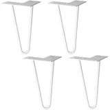 Wagner Möbelbeine HAIRPIN LEGS Retro 4tlg. Set - 12 x 12 x 20 cm, Stahl hellgrau, Bein schräg&Anschraubplatte - 12822604