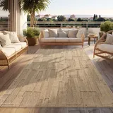 Paco Home - Outdoor Teppich Wetterfest Balkon Wohnzimmer Boho Design Abstraktes Muster Beige 120x160 Cm