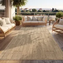 Paco Home - Outdoor Teppich Wetterfest Balkon Wohnzimmer Boho Design Abstraktes Muster Beige 120x160 Cm